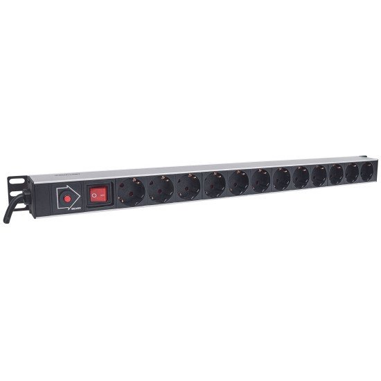 Intellinet Unité de distribution d'alimentation (PDU) vertical 12 prises (UE), avec interrupteur marche/arrêt et protection surcharge, unité de distribution d'alimentation, prises UE CEE 7/3, cordon 1,8 m, montage en rack, garantie trois ans