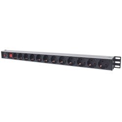 Intellinet Unité de distribution d'alimentation (PDU) vertical 12 prises (UE), avec interrupteur marche/arrêt et protection surcharge, unité de distribution d'alimentation, prises UE CEE 7/3, cordon 1,8 m, montage en rack, garantie trois ans
