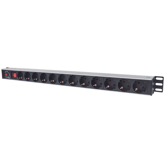 Intellinet Unité de distribution d'alimentation (PDU) vertical 12 prises (UE), avec interrupteur marche/arrêt et protection surcharge, unité de distribution d'alimentation, prises UE CEE 7/3, cordon 1,8 m, montage en rack, garantie trois ans