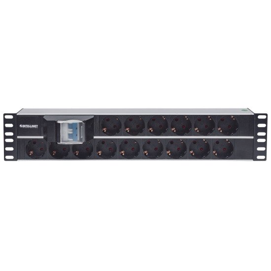 Intellinet Unité de distribution d'alimentation (PDU) 19" 2U à 15 prises EU, avec double interrupteur, unité de distribution d'alimentation, prises EU CEE 7/3, câble d'alimentation 3 m, sortie, montage en rack, garantie trois ans