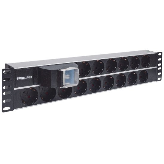 Intellinet Unité de distribution d'alimentation (PDU) 19" 2U à 15 prises EU, avec double interrupteur, unité de distribution d'alimentation, prises EU CEE 7/3, câble d'alimentation 3 m, sortie, montage en rack, garantie trois ans