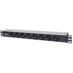 Intellinet Unité de distribution d'alimentation (PDU) 19" 1U à 8 prises EU, voyant LED uniquement, sans protection contre les surtensions, prises EU CEE 7/3, câble d'alimentation 1,8 m, sortie, montage en rack, garantie trois ans