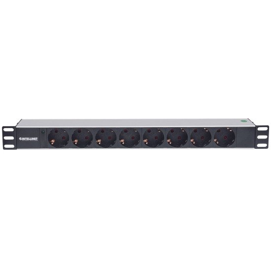 Intellinet Unité de distribution d'alimentation (PDU) 19" 1U à 8 prises EU, voyant LED uniquement, sans protection contre les surtensions, prises EU CEE 7/3, câble d'alimentation 1,8 m, sortie, montage en rack, garantie trois ans