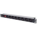 Intellinet Unité de distribution d'alimentation (PDU) 19" 1U à 8 prises EU, avec interrupteur marche/arrêt et protection contre les surcharges, prises EU CEE 7/3, câble d'alimentation 3 m, sortie, montage en rack, garantie trois ans