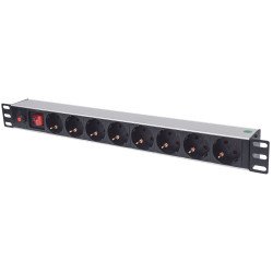 Intellinet Unité de distribution d'alimentation (PDU) 19" 1U à 8 prises EU, avec interrupteur marche/arrêt et protection contre les surcharges, prises EU CEE 7/3, câble d'alimentation 3 m, sortie, montage en rack, garantie trois ans