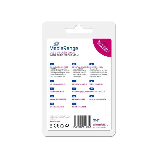 MediaRange MR919 lecteur USB flash 256 Go USB Type-A 3.2 Gen 1 (3.1 Gen 1) Noir, Argent MediaRange MR919 lecteur USB flash 256 Go USB Type-A 3.2 Gen 1 (3.1 Gen 1) Noir, Argent