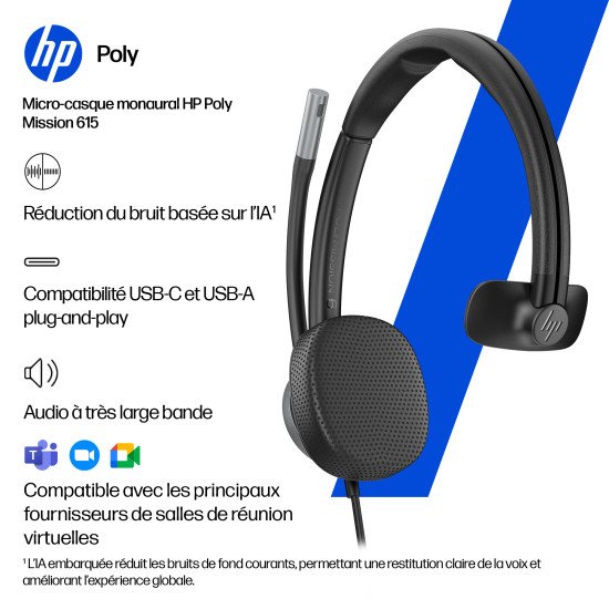 HP Poly Micro-casque filaire USB binaural Mission 625