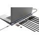 Manhattan Dock/hub USB-C avec lecteur de cartes: audio 3,5 mm, DisplayPort, Ethernet, 2x HDMI, 3x USB-A + 2x USB-C,avec PD 100W - nécessite un chargeur USB-C externe (non inclus).Alimenté par USB (aucune alimentation externe requise) lorsque le PD n'est p