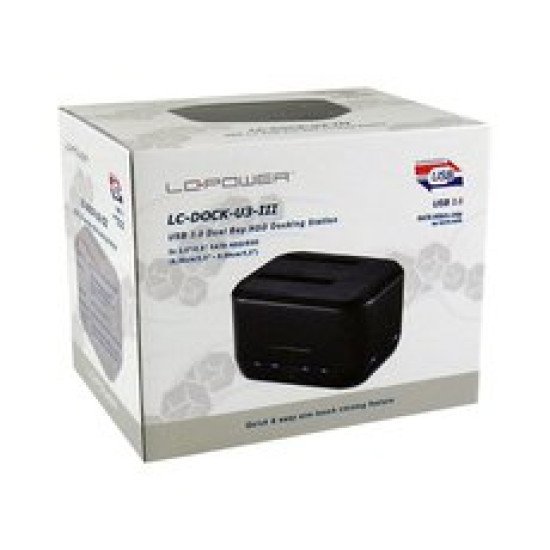 LC-Power LC-DOCK-U3-III Station d'accueil de disques de stockage USB 3.2 Gen 1 (3.1 Gen 1) Type micro-B Noir