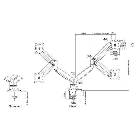 Newstar NM-D750DSILVER Support de bureau écrans plat