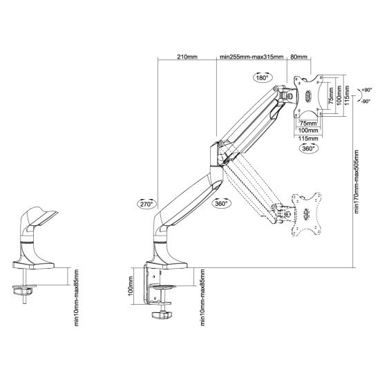 Newstar NM-D750SILVER Support de bureau écrans plat