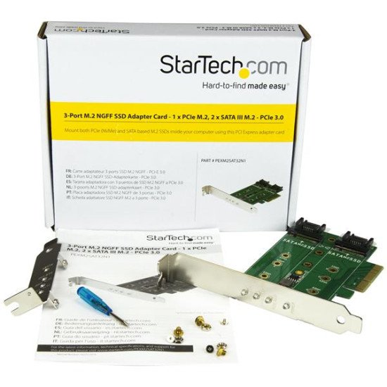 StarTech.com Adaptateur SSD M.2 NGFF à 3 ports - 1x M.2 PCIe (NVMe), 2x M.2 SATA III - PCIe 3.0