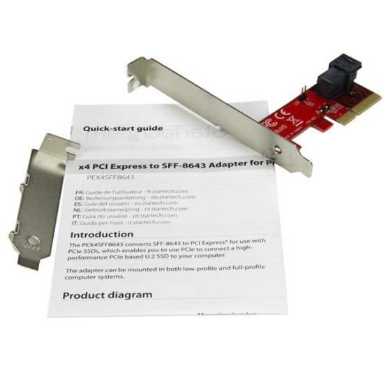 StarTech.com Adaptateur PCI Express x4 vers SFF-8643 pour SSD U.2 PCIe NVMe