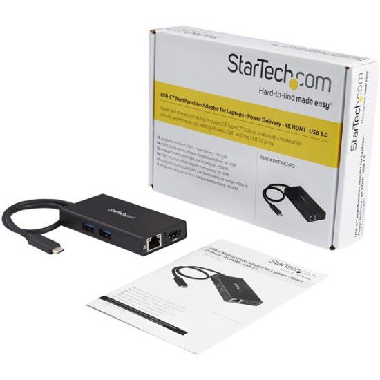 StarTech.com Adaptateur multiport USB Type-C pour ordinateur portable HDMI 4K - GbE - USB 3.0