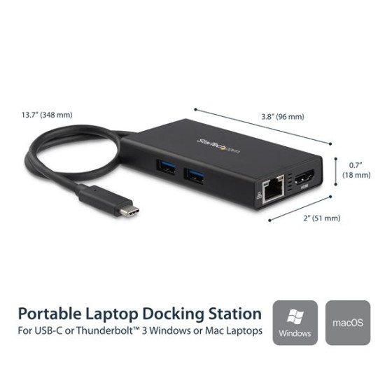 StarTech.com Adaptateur multiport USB Type-C pour ordinateur portable HDMI 4K - GbE - USB 3.0