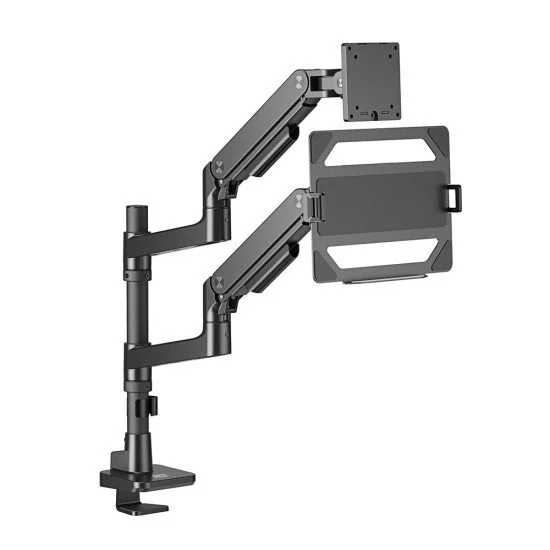 ACT Bras pour moniteur et ordinateur portable office premium, avec vérin à gaz, monté sur poteau ACT Bras pour moniteur et ordinateur portable office premium, avec vérin à gaz, monté sur poteau