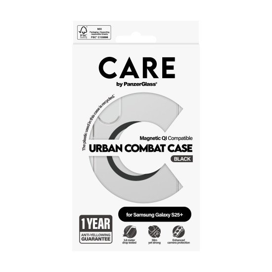 PanzerGlass CARE by ® Flagship Case Transparent Urban Combat w. Black Qi Compatible Samsung Galaxy S25+ coque de protection pour téléphones portables Housse PanzerGlass CARE by ® Flagship Case Transparent Urban Combat w. Black Qi Compatible Samsung Galaxy S25+ coque de protection pour téléphones portables Housse