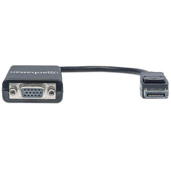Manhattan Câble convertisseur DisplayPort vers VGA HD15, actif, 15 cm, mâle vers femelle, DP avec verrouillage, noir, garantie à vie, équivalent à DP2VGA2