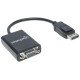 Manhattan Câble convertisseur DisplayPort vers VGA HD15, actif, 15 cm, mâle vers femelle, DP avec verrouillage, noir, garantie à vie, équivalent à DP2VGA2