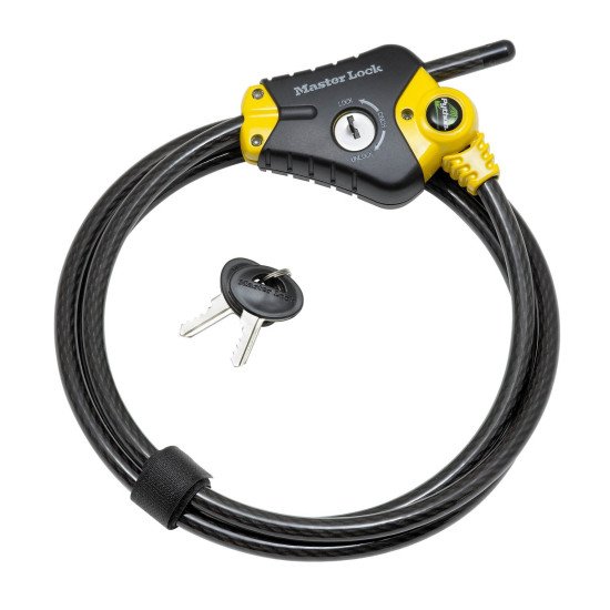 MASTER LOCK Cble de verrouillage ajustable Python d'une longueur de 1,8 m x 10mm de diamtre, noir et jaune