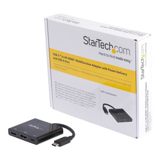 StarTech.com Adaptateur multifonction USB-C vers HDMI 4K avec USB Power Delivery et port USB-A