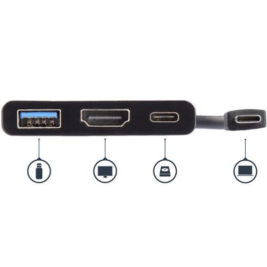 StarTech.com Adaptateur multifonction USB-C vers HDMI 4K avec USB Power Delivery et port USB-A