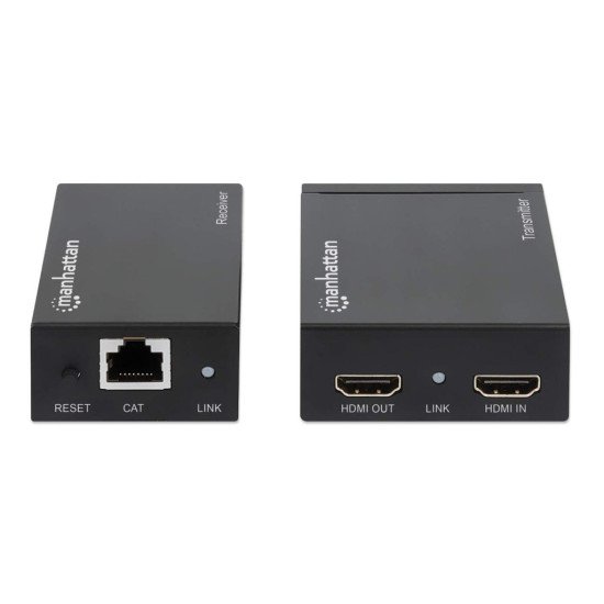 Manhattan Kit d'extension HDMI 1080p sur Ethernet, jusqu'à 50 m avec un seul câble Cat6, modules émetteur et récepteur, compatible IR, garantie de 3 ans