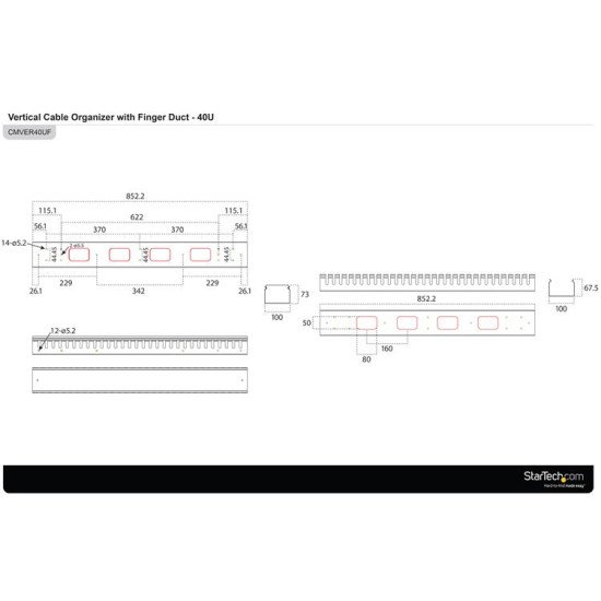 StarTech.com CMVER40UF accessoire de racks Panneau de gestion de câbles