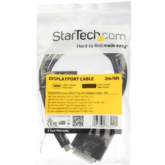 StarTech.com Câble adaptateur USB-C vers DVI-D de 2 m - 1920 x 1200