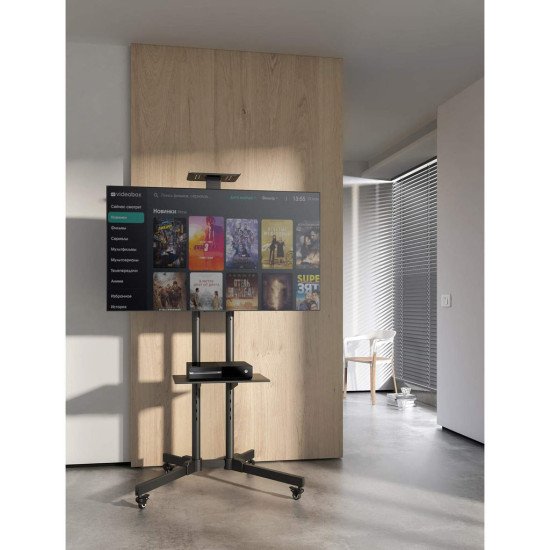 Manhattan Support sur roulettes pour TV/moniteurs, écrans 37" à 65", Compatibilité VESA : de 200x200 à 600x400 mm (vérifiez les dimensions des quatre trous de fixation à l'arrière), charge max. 40 kg, noir