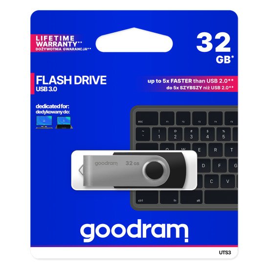Goodram UTS3 lecteur USB flash 32 Go USB Type-A 3.2 Gen 1 (3.1 Gen 1) Noir