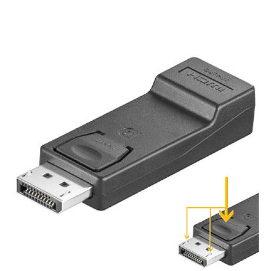 Goobay HDMI DisplayPort Adapter HDMI 19p F DisplayPort 20p M Noir