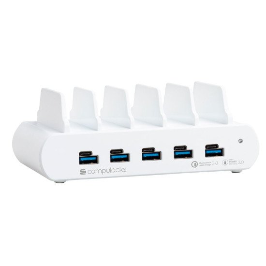 Compulocks 5 Ports USB Charging Dock Station Smartphone, Tablette Blanc Secteur Intérieure