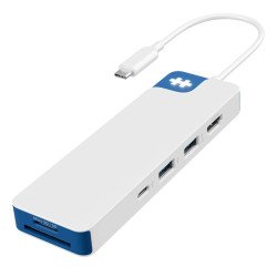 HYPER HD4102BUGL hub & concentrateur USB 3.2 Gen 1 (3.1 Gen 1) Type-C 5000 Mbit/s Bleu, Blanc