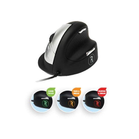 R-Go Tools R-Go HE Break Mouse,Souris ergonomique, Logiciel anti-RSI, Moyen (Longueur de la main 165-185mm), Filaire