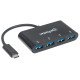 Manhattan Dock/hub USB-C, 4 ports : 4x USB-A, 5 Gbit/s (USB 3.0), Alimenté par USB (aucune alimentation externe requise), câble 20 cm, équivalent à HB30C4AB