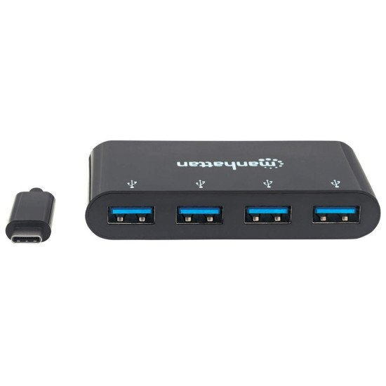 Manhattan Dock/hub USB-C, 4 ports : 4x USB-A, 5 Gbit/s (USB 3.0), Alimenté par USB (aucune alimentation externe requise), câble 20 cm, équivalent à HB30C4AB