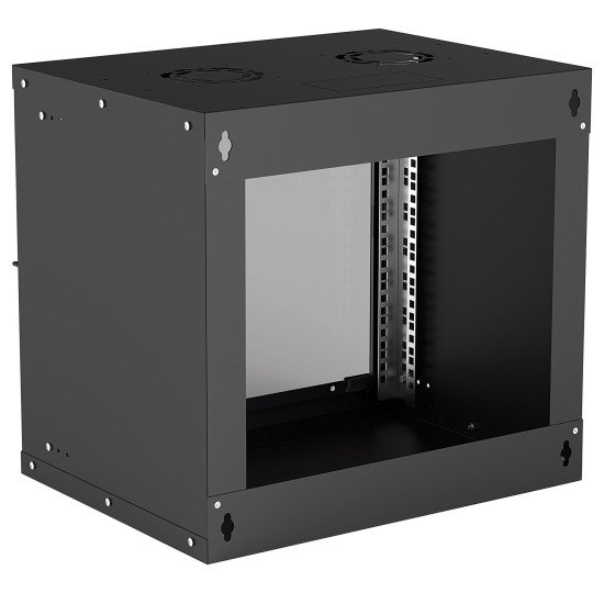 Intellinet Armoire réseau murale 19" (basique), 9U, profondeur 400 mm, noire, en kit, charge max. 50 kg, profondeur utile 340 mm, porte en verre, fixations murales non incluses