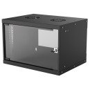 Intellinet Armoire réseau murale 19" (basique), 6U, profondeur 400 mm, noire, en kit, charge max. 50 kg, profondeur utile 340 mm, porte en verre, fixations murales non incluses