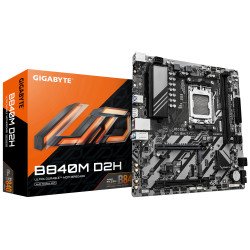 GIGABYTE B840M D2H Carte mère - Processeurs AMD Ryzen 9000, VRM 5+2+2 phases, jusqu'à 7600 MHz DDR5, 1xPCIe 4.0 + 1xPCIe 3.0 M.2, LAN 2.5GbE, USB 3.2 Gen 1 GIGABYTE B840M D2H Carte mère - Processeurs AMD Ryzen 9000, VRM 5+2+2 phases, jusqu'à 7600 MHz DDR5, 1xPCIe 4.0 + 1xPCIe 3.0 M.2, LAN 2.5GbE, USB 3.2 Gen 1