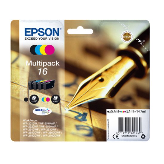 Epson 16 Pack de 4 Cartouches encre Noir, Cyan, Magenta, Blanc Epson 16 Pack de 4 Cartouches encre Noir, Cyan, Magenta, Blanc