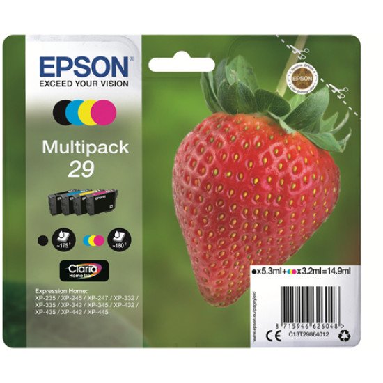 Epson 29 Pack de 4 Cartouche encre Noir, Cyan, Magenta, Jaune