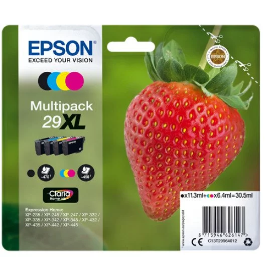 Epson 29XL PAck de 4 Cartouche encre Noir, Cyan, Magenta, Jaune Epson 29XL PAck de 4 Cartouche encre Noir, Cyan, Magenta, Jaune