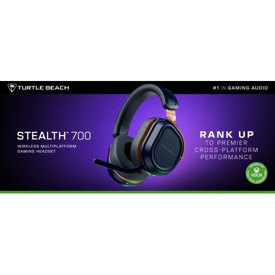 Turtle Beach Casque gaming amplifié multiplateforme sans fil Stealth 700 pour Xbox Series X|S, Xbox One, PC et mobile - Haut-parleurs 60 mm, microphone avec isolation acoustique par l'IA, Bluetooth. Batterie 80 heures – Cobalt Turtle Beach Casque gaming amplifié multiplateforme sans fil Stealth 700 pour Xbox Series X|S, Xbox One, PC et mobile - Haut-parleurs 60 mm, microphone avec isolation acoustique par l'IA, Bluetooth. Batterie 80 heures – Cobalt