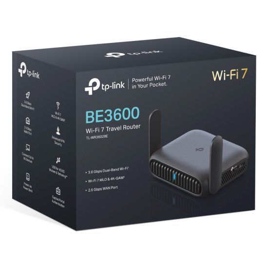 TP-Link BE3600 Wi-Fi 7 routeur sans fil 2.5 Gigabit Ethernet Bi-bande (2,4 GHz / 5 GHz) Noir