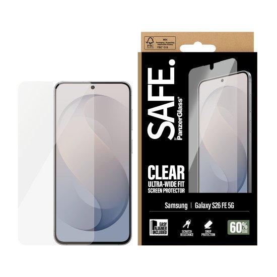 PanzerGlass SAFE. by ® Samsung Galaxy S26 FE 5G | Ultra-Wide Fit w. EasyAligner Protection d'écran transparent 1 pièce(s)