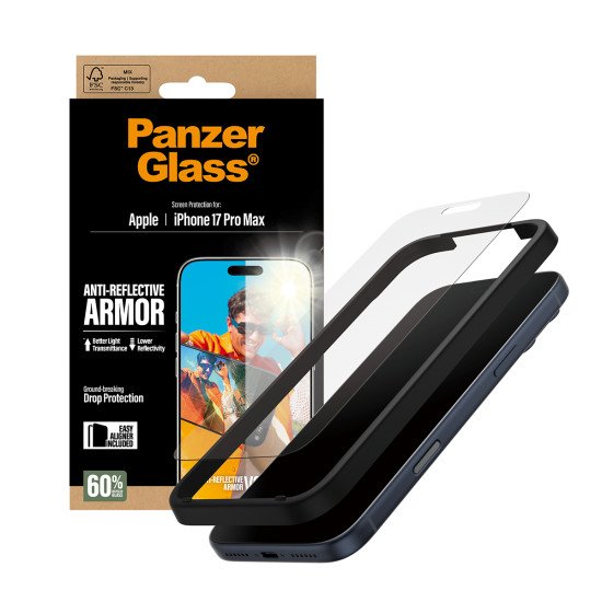 PanzerGlass ® Anti-Reflective Armor Screen Protector iPhone 17 Pro Max w. EasyAligner Protection d'écran transparent Apple 1 pièce(s)