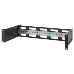 Intellinet Kit rail DIN réglable 19", 2U, pour équipements sur rail DIN chapeau, profondeur réglable 48–174 mm, aluminium, noir RAL 9005, garantie trois ans