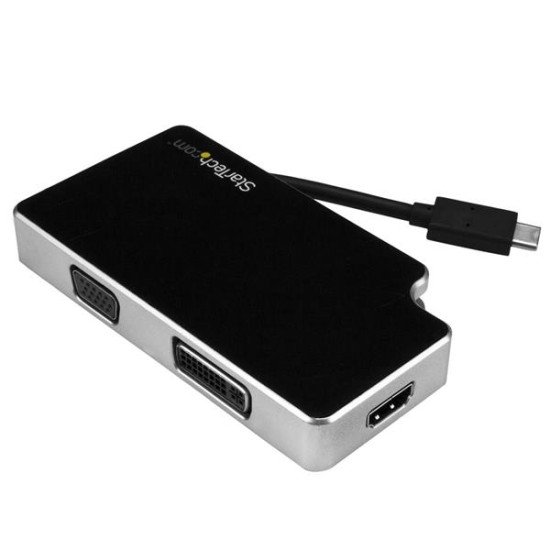 StarTech.com Adaptateur audio / vidéo de voyage 3 en 1 - USB-C vers VGA DVI ou HDMI - 4K