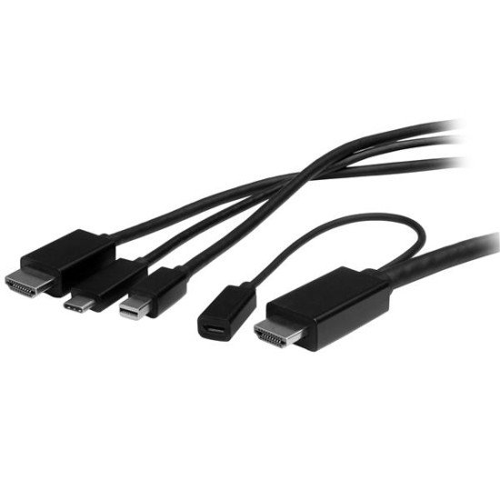 StarTech.com Câble adaptateur USB-C, HDMI ou Mini DisplayPort vers HDMI de 2 m